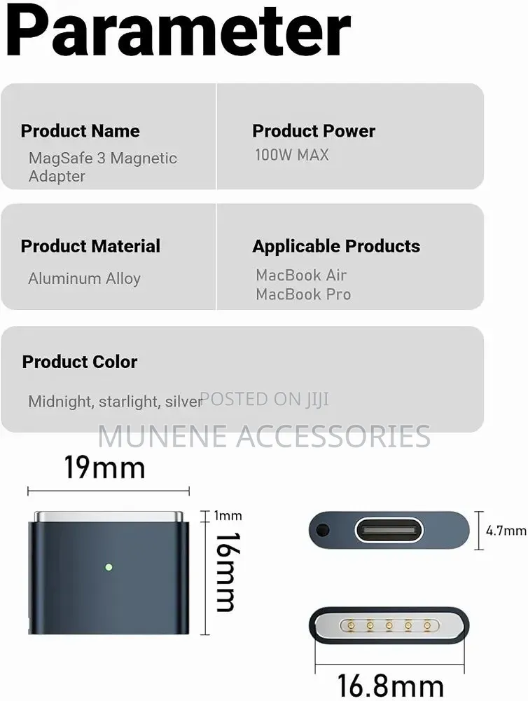 Usb-C to Magsafe 3 Adapter Compatible With Apple Macbook T-Tip