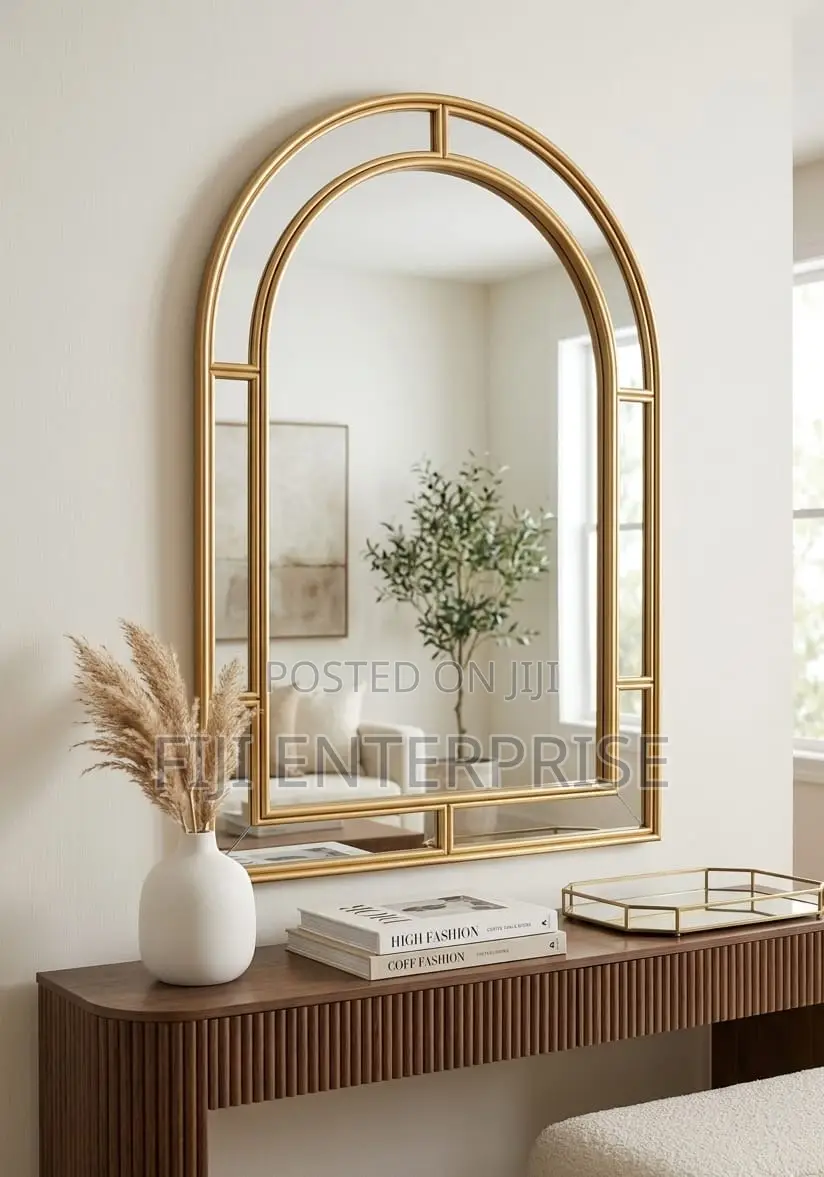 Elegant Arched Gold Frame Decorative Mirror | Luxury Wall Décor