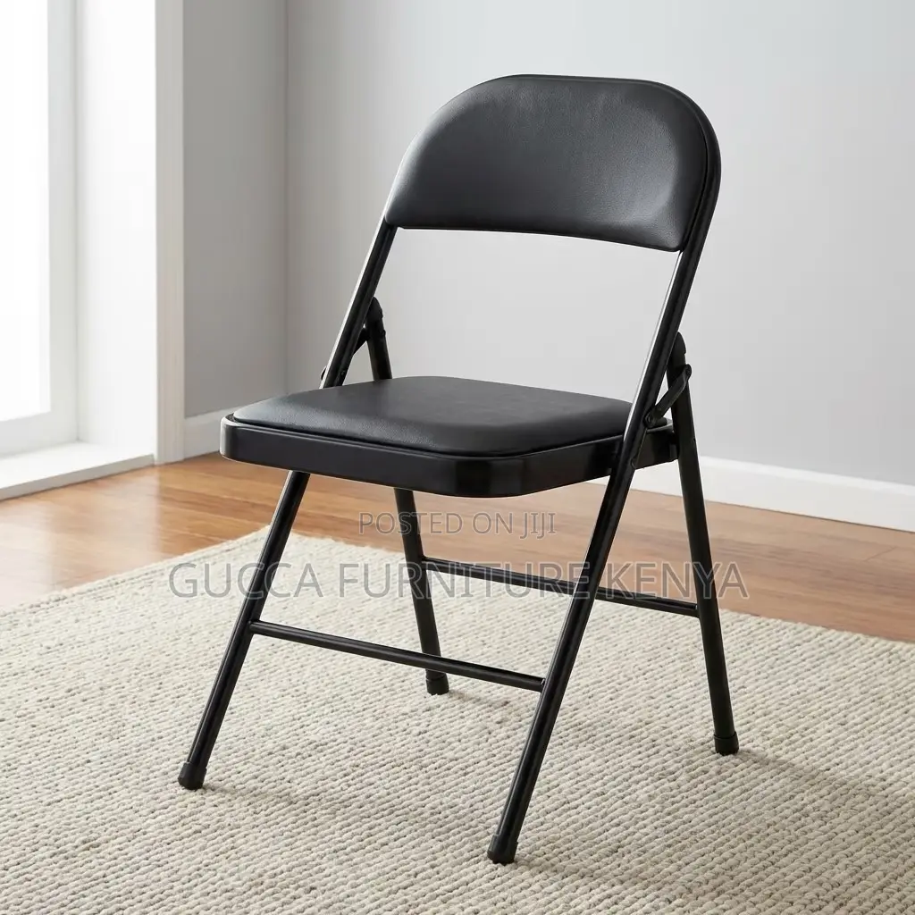 Black Armless Foldable Desk Chair.