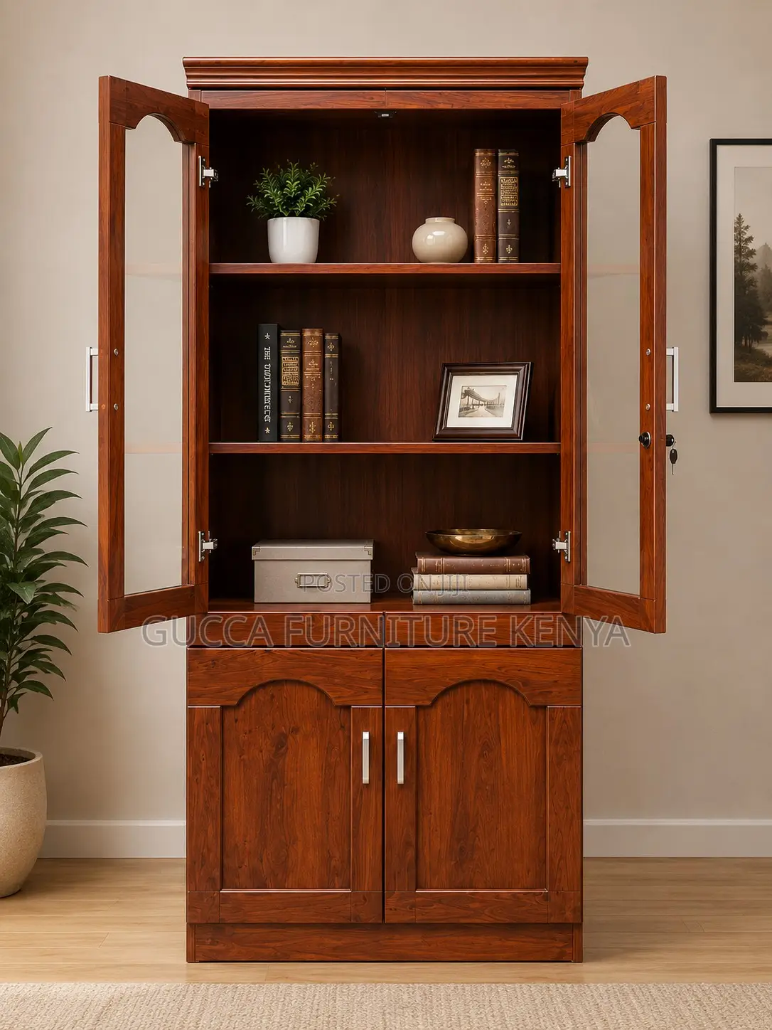 2-Swing Door Mahogany Filling Cabinet.