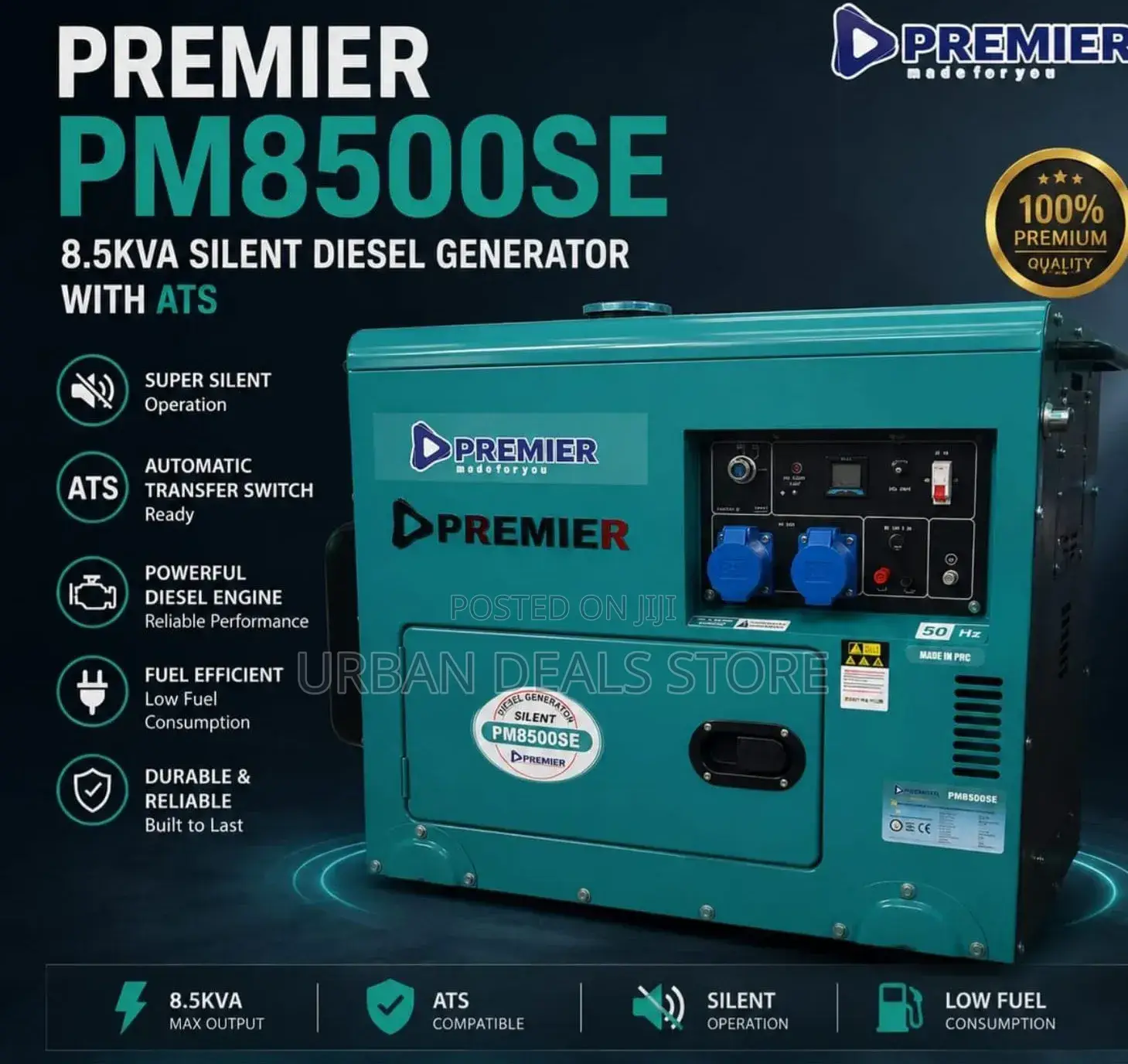 Premier 8.5kva Silent Diesel Generator With Ats