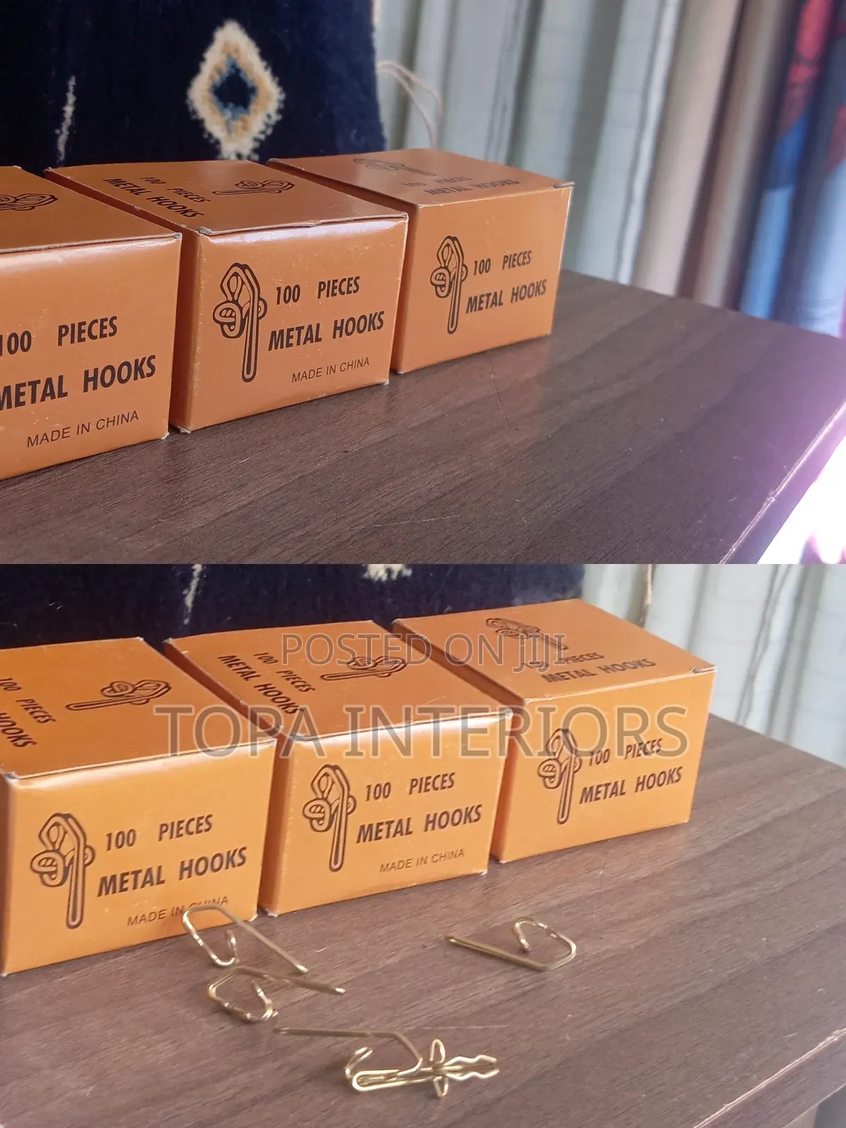 Gold Metal Curtain Hooks for Drapery Installation