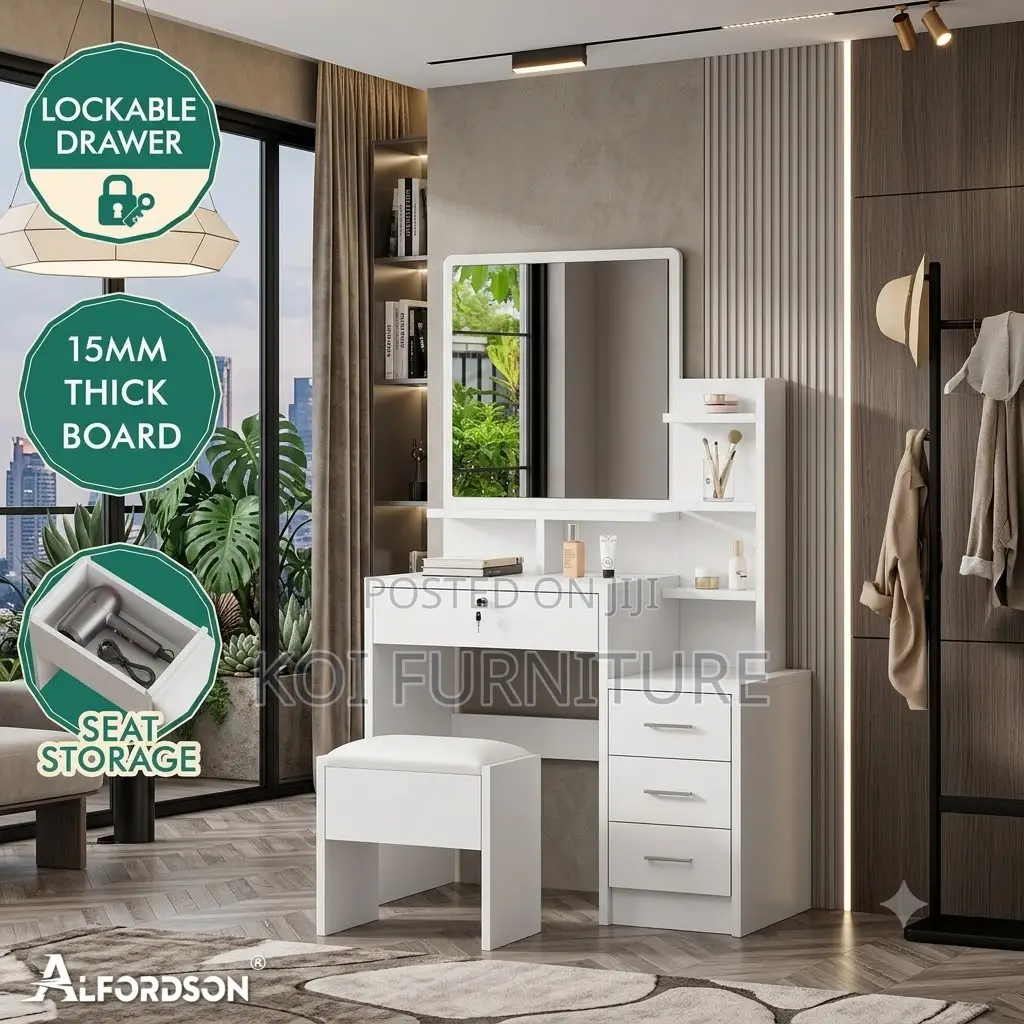 Dressers; White Bedroom Vanity Table Set