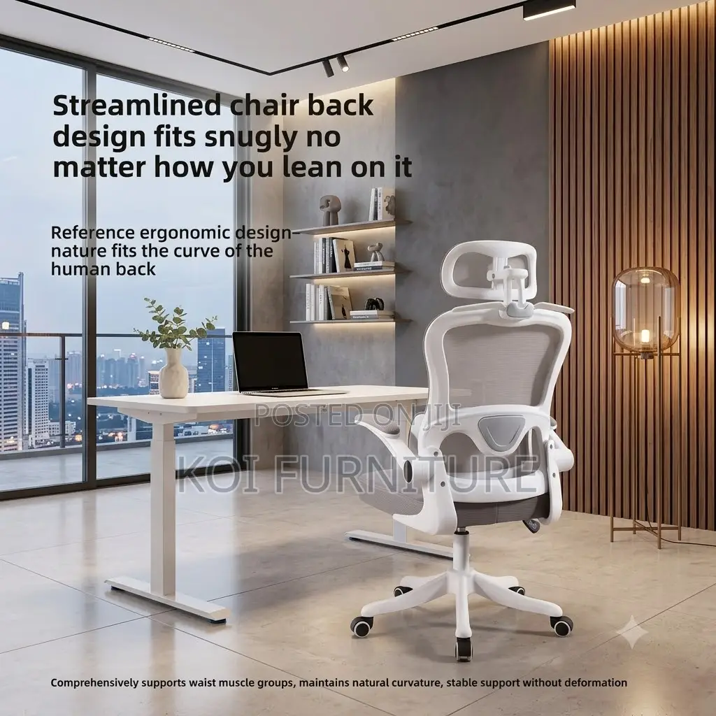 Office Chairs; White Recliner Fabric Office Chair With Adustable Arms