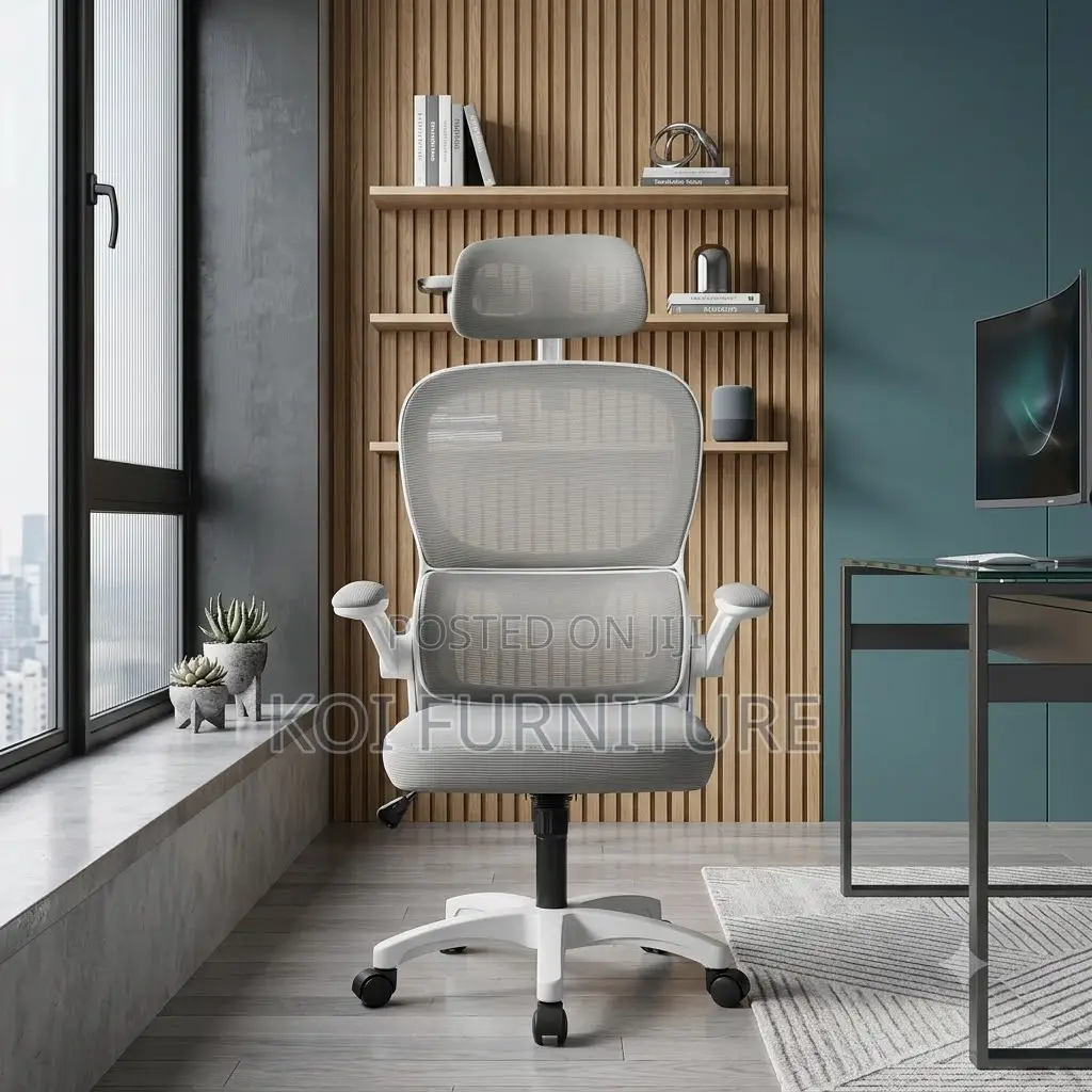 Office Chairs; White Recliner Fabric Office Chair With Adustable Arms