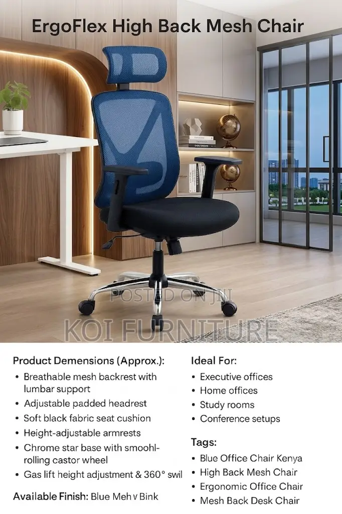 Office Chairs; Ergonomic Office Chair With Blue Style Backrest