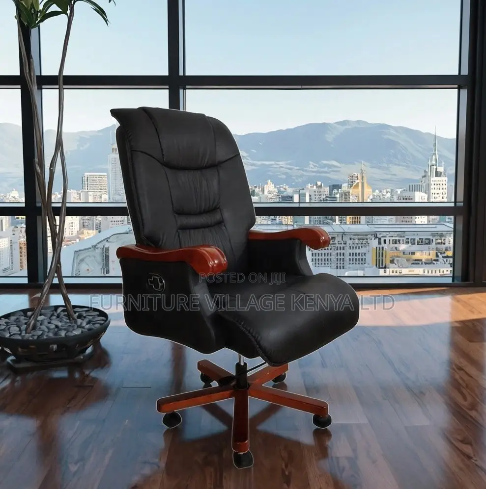Executive Leathered Chair With Wooden Handrest