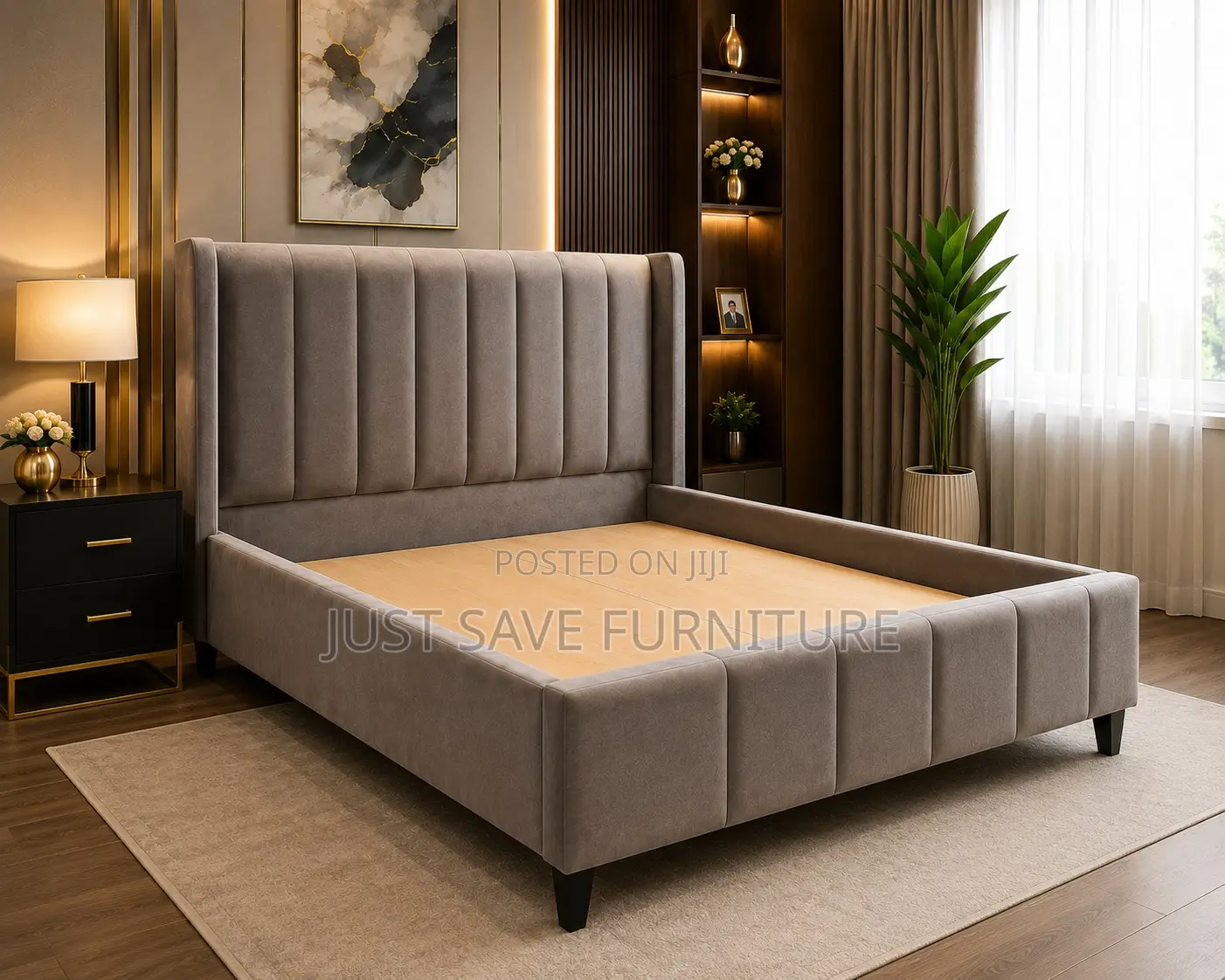 5x6 Modern Upholstered Bed | Luxury Velvet Bed Frame