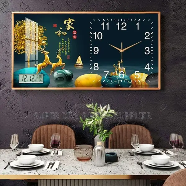 Luxury From 100x50cm Rectangular Crystal Porcelain Wall Clock Art