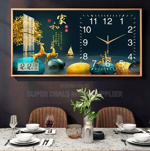 Decorative From 100x50cm Rectangular Crystal Porcelain Wall Clock Art