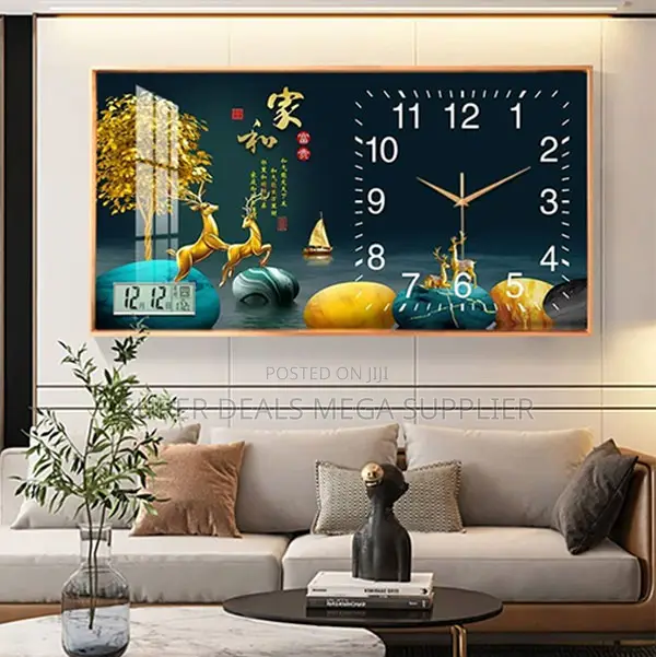 Creative From 100x50cm Rectangular Crystal Porcelain Wall Clock Art