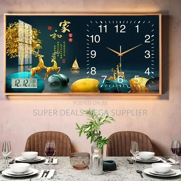 Creative From 100x50cm Rectangular Crystal Porcelain Wall Clock Art