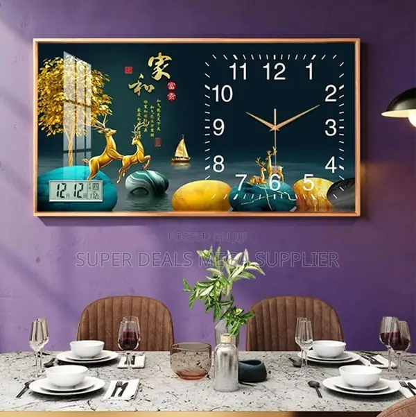 Glamorous From 100x50cm Rectangular Crystal Porcelain Wall Clock Art