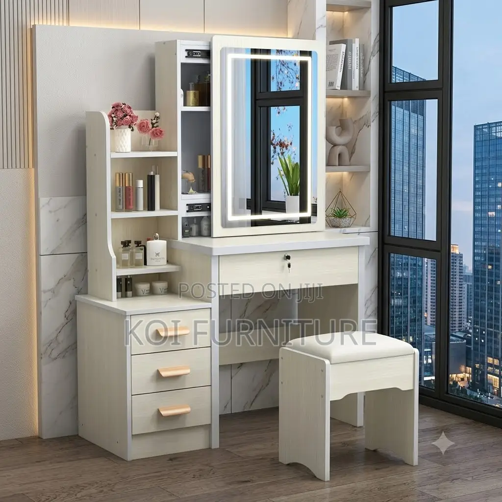 Dressers; White Board Vanity Dressing Table Set