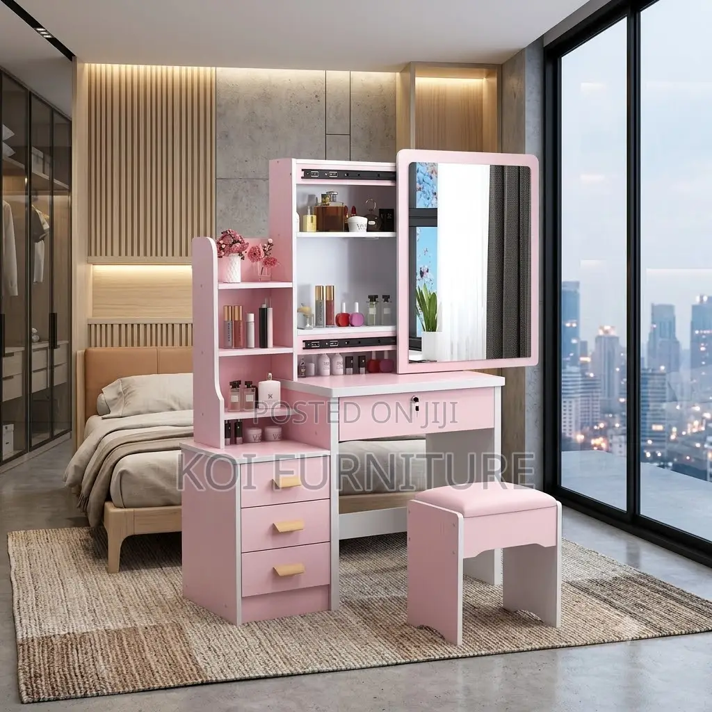 Dressers; White Board Vanity Dressing Table Set