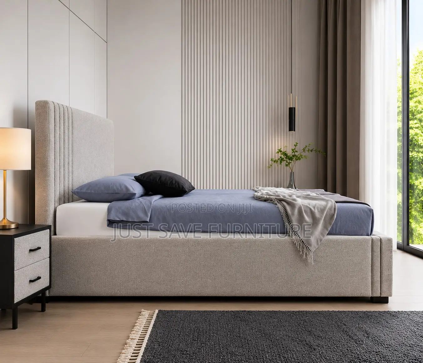 5x6 Modern Upholstered Bed | Premium Fabric Bed Frame