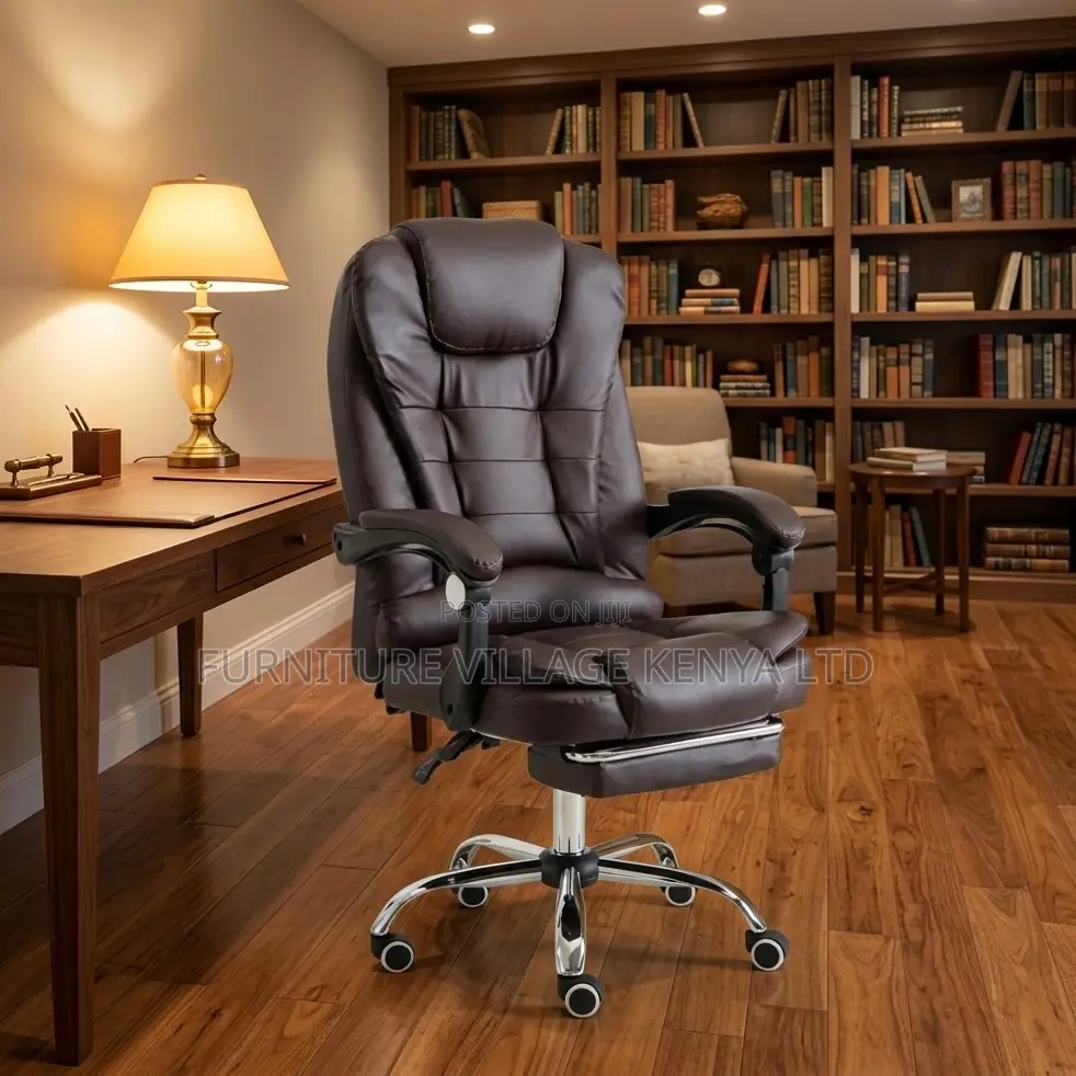 Full Leather Office Seat With Footrest