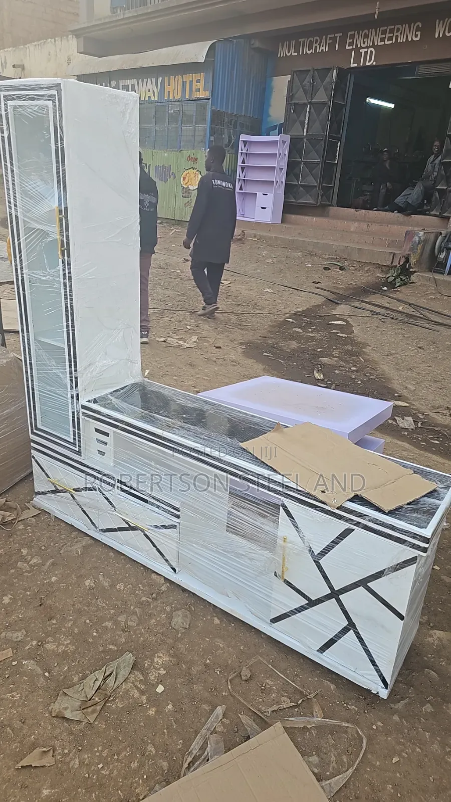 Black White Lshape Tv Stand