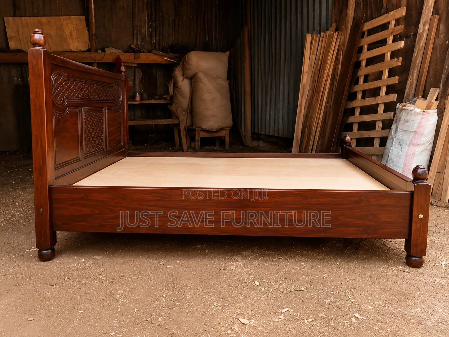 5x6 Classic Panel Mahogany Bed | Solid Wooden Bed Frame
