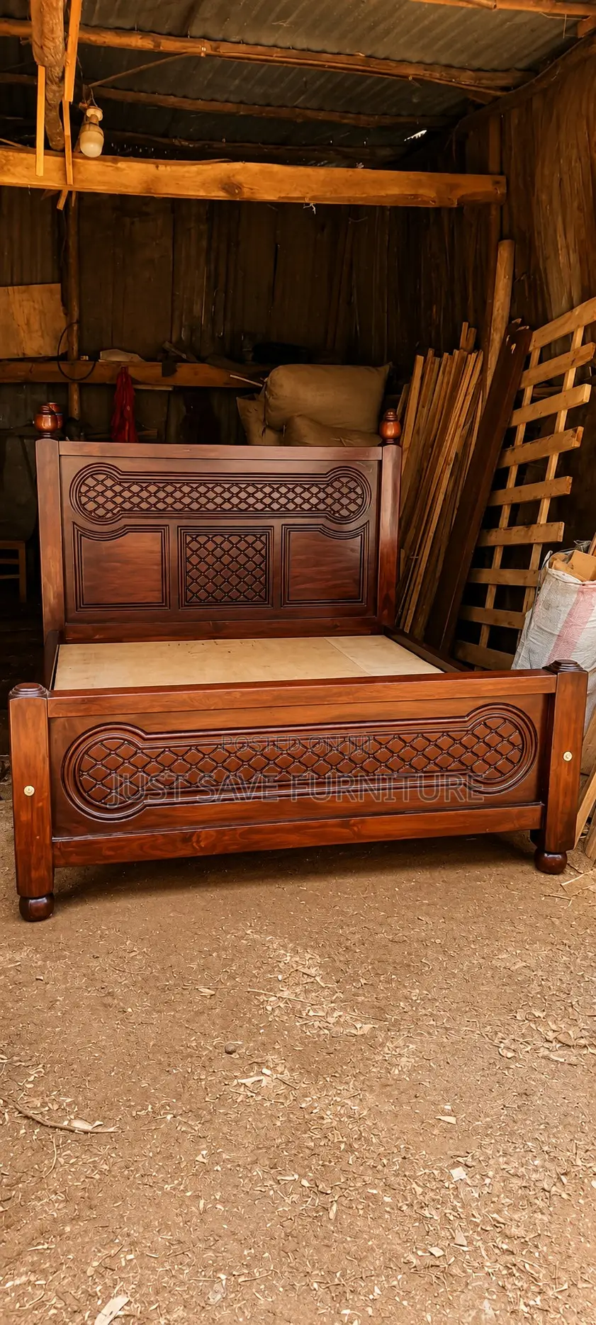 5x6 Classic Panel Mahogany Bed | Solid Wooden Bed Frame