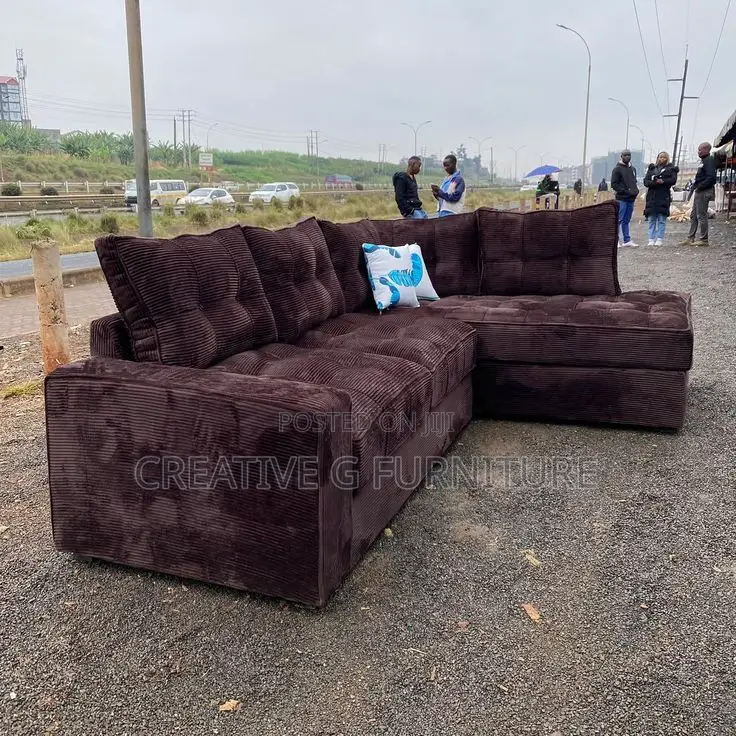 Luxury 6-Seater L-Shaped Sofa – Corduroy Fabric