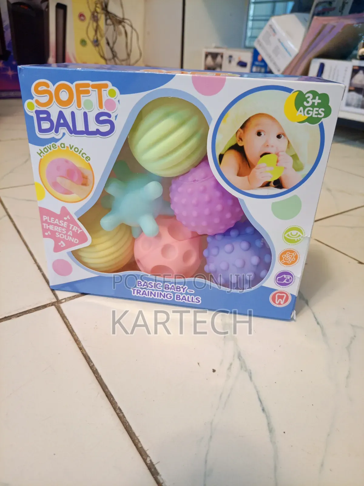 6pcs Baby Soft Sensory Balls – Textured Developmental Teething Toys