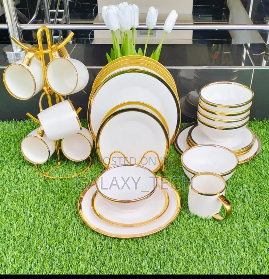 24 PCS Gold White Dinnerset