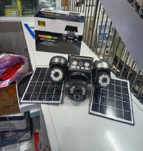 V380pro Triple Lens Smart Outdoor Camera With Dual Solar Panel