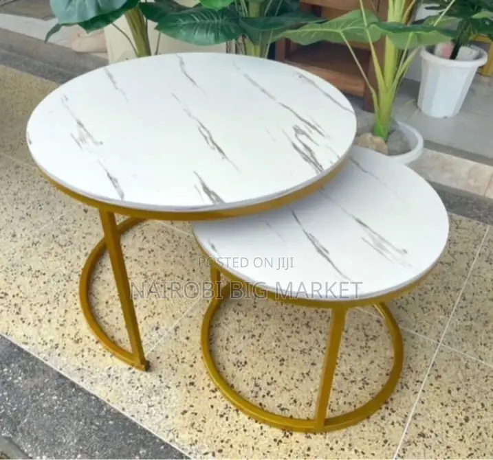 White Nesting Coffee Table Marble Effect (Mdf) at