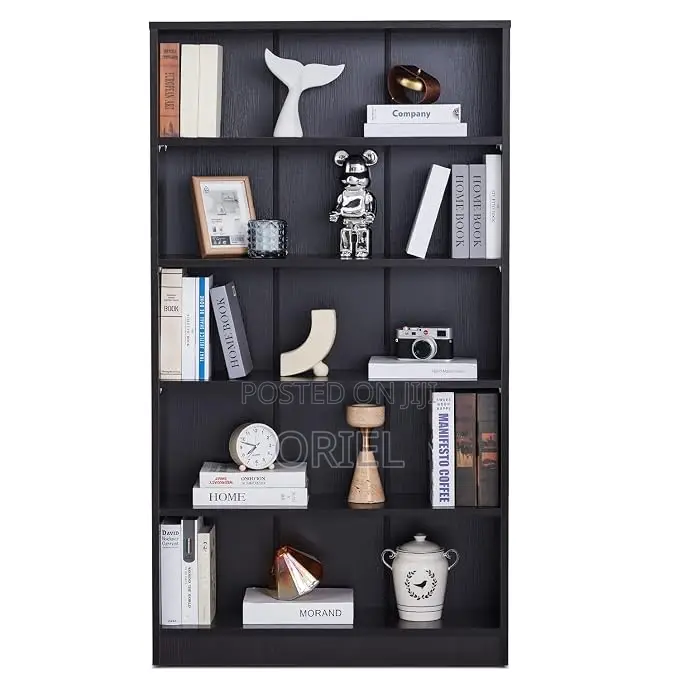 Office Bookshelf : Black Office 5 Shelf Bookcase