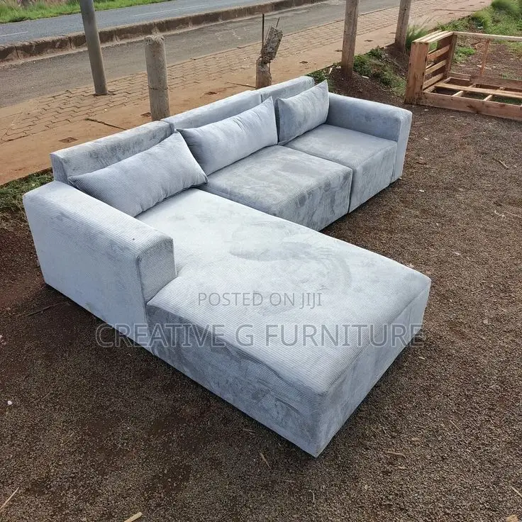 Modern 6‐Seater Grey L‐Shaped Sofa