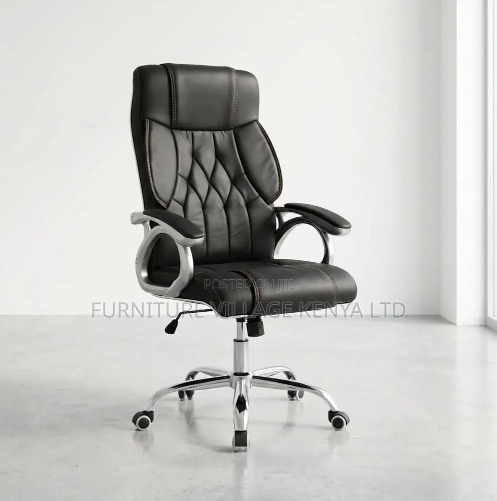 Swivel Leather Chair With Soft Elbow Support