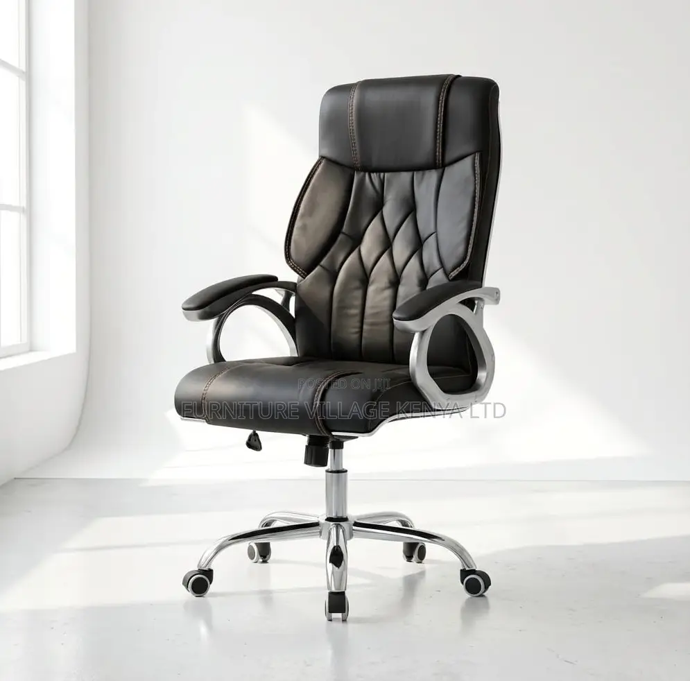 Swivel Leather Chair With Soft Elbow Support