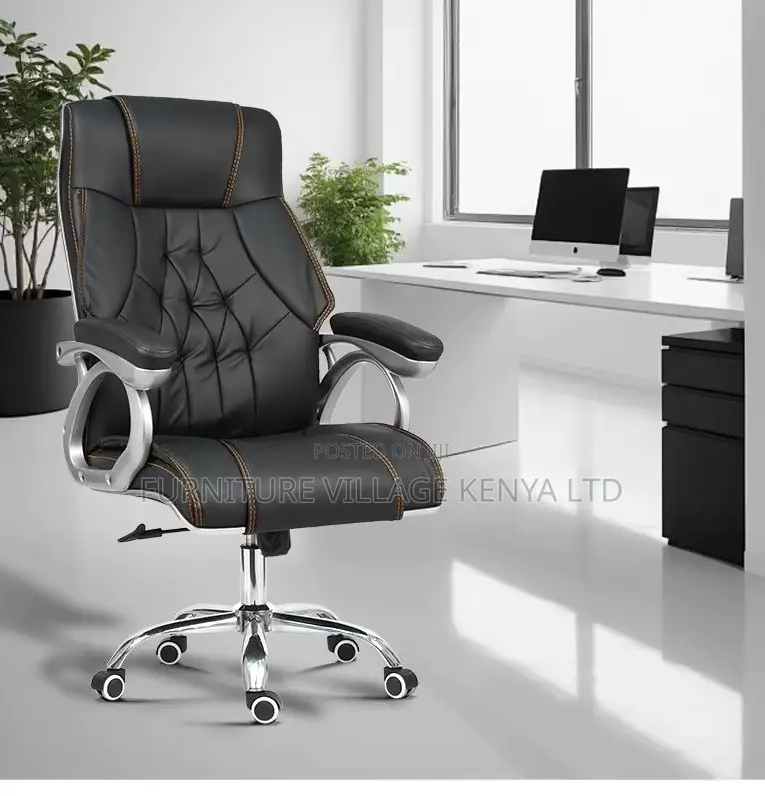 Swivel Leather Chair With Soft Elbow Support