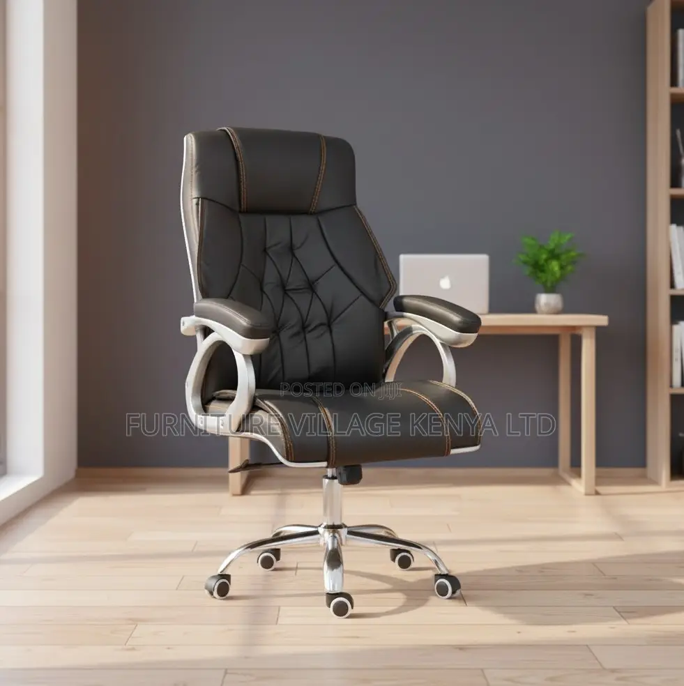 Swivel Leather Chair With Soft Elbow Support