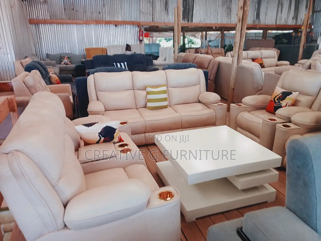 Spacious 7‐Seater Semi‐Recliner Sofa Set