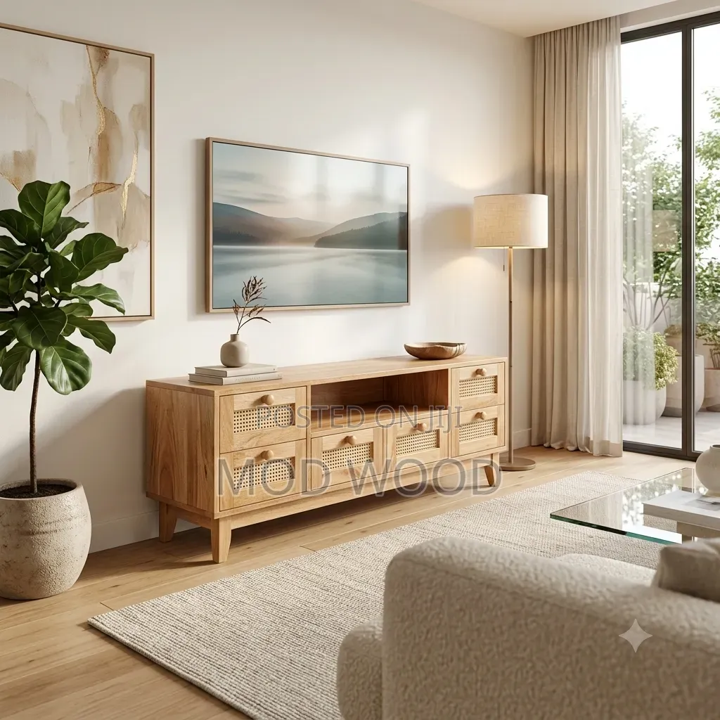 Nordic Haven Modern Wooden Tv Stand