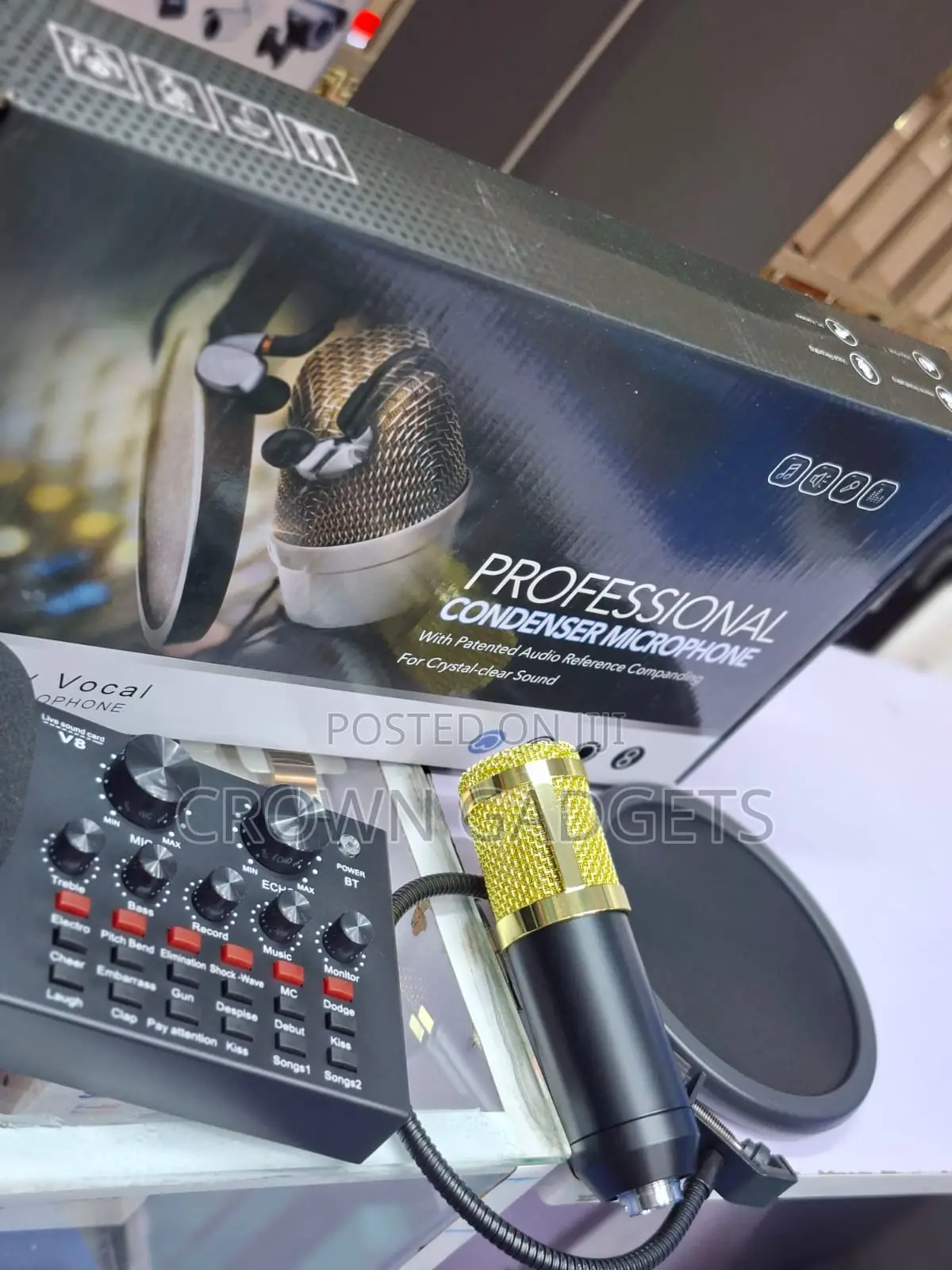 Bm800 Wired Condenser Mic With V8 Sound Card Recording Set