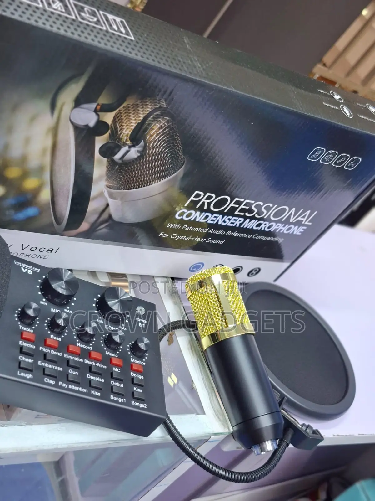 Bm800 Wired Condenser Mic With V8 Sound Card Recording Set