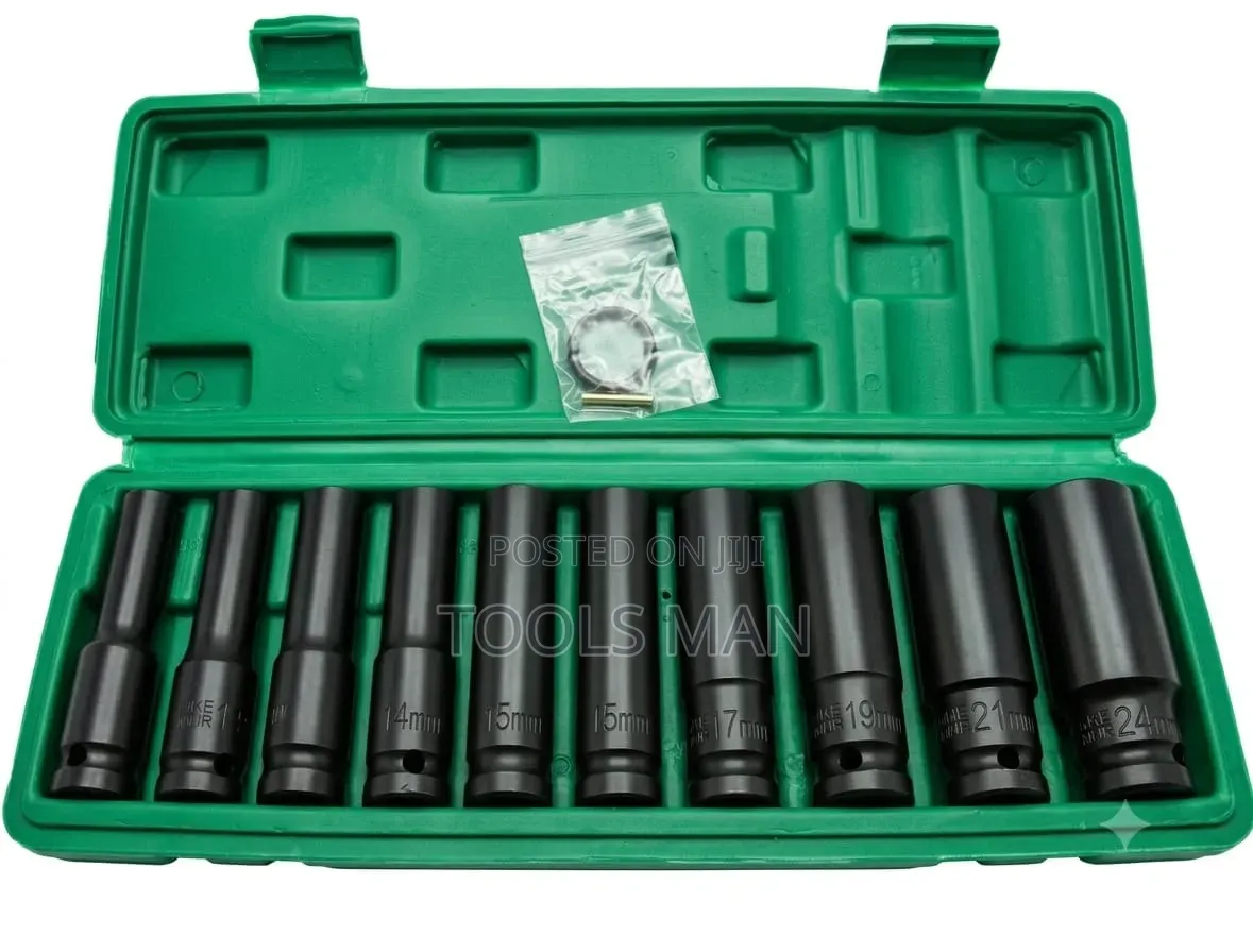 10 PCS Heavy Duty Deep Impact Socket Set 1/2 Drive 10-24mm.