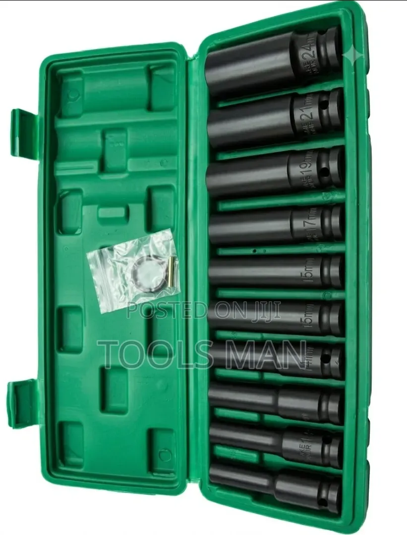 10 PCS Heavy Duty Deep Impact Socket Set 1/2 Drive 10-24mm.