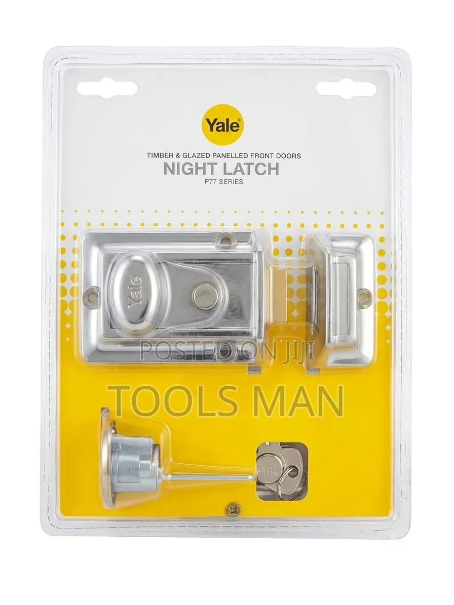 Original Yale P77 Series Night Latch Door Lock - Polished Chrome.