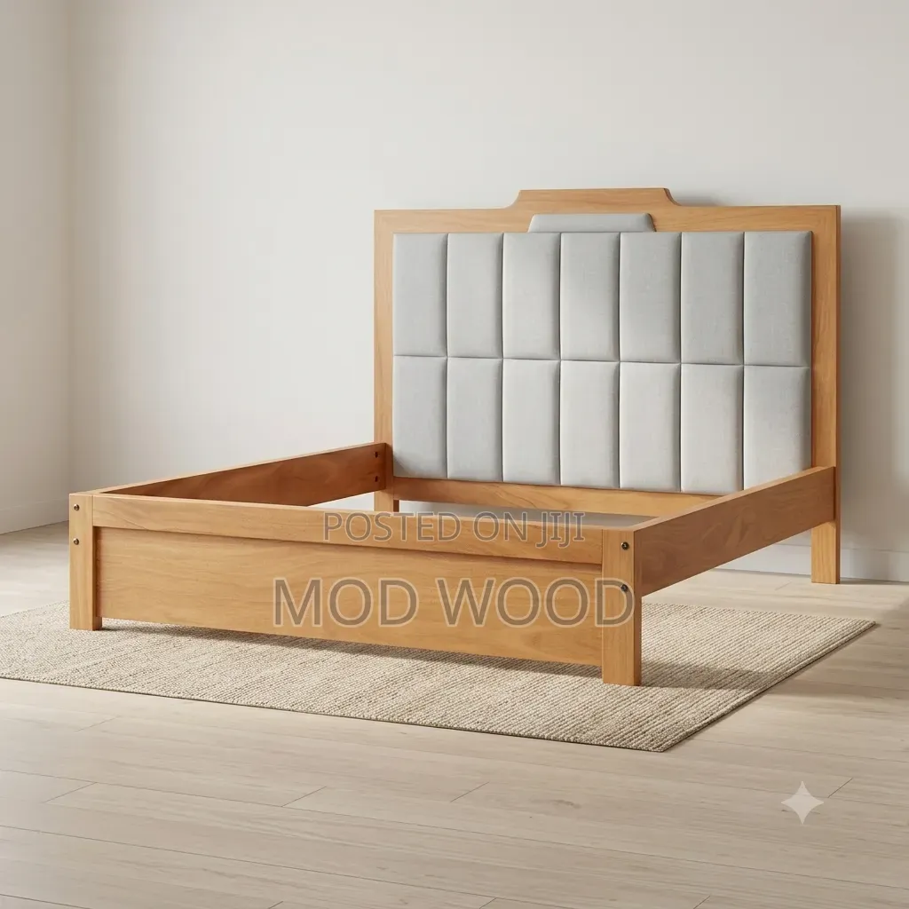 Serene Comfort Upholstered Mahogany Wooden Bed Frame