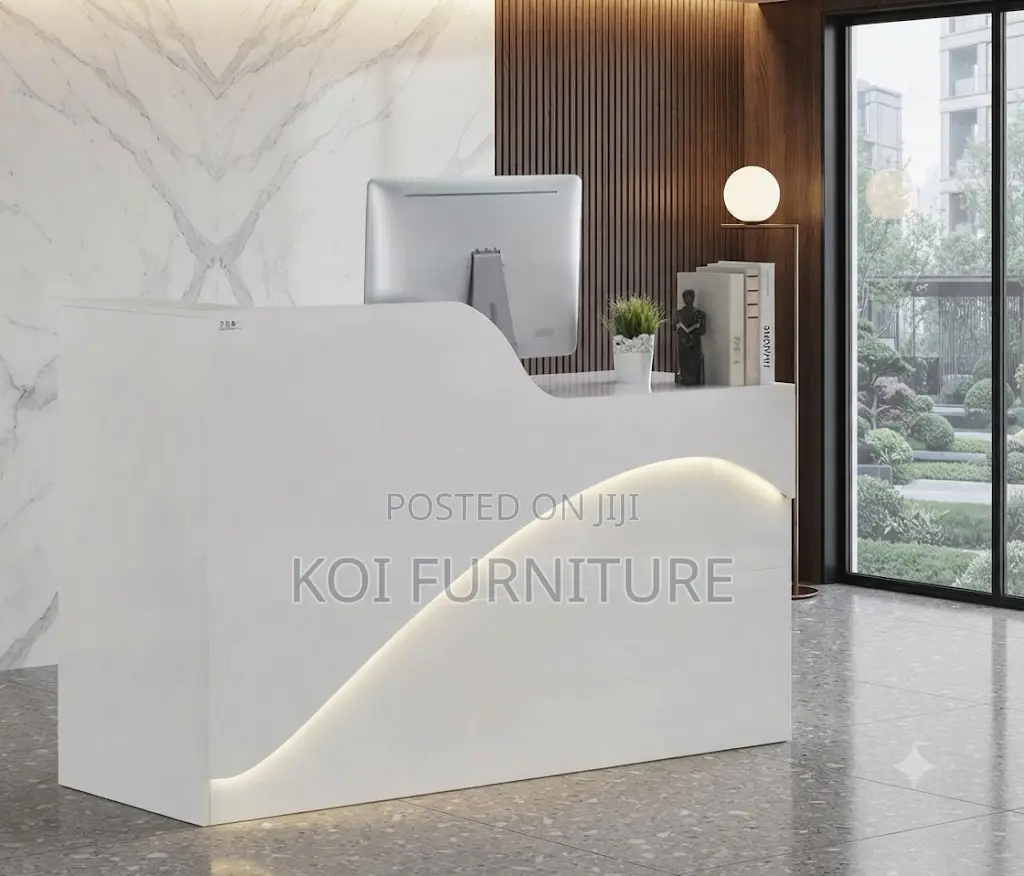 Reception Desk; 1800mm White U Figured Office Reception Desk