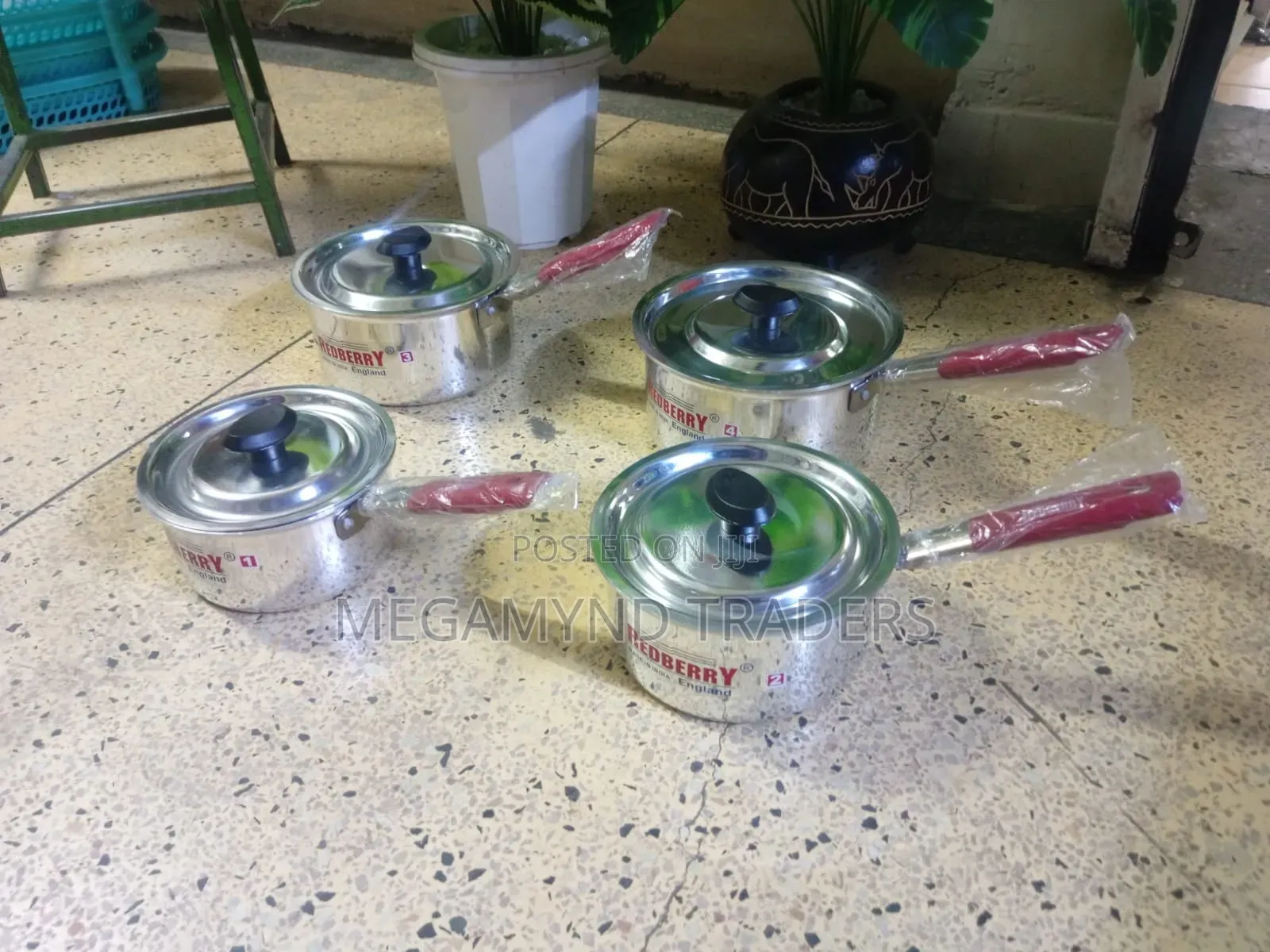 Redberry Sufuria With Handle / 4pc Sauce Pan Pot