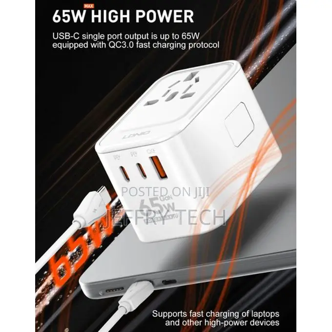 Ldnio Z6 3 Usb Ports 65w Gan Travel Adapter