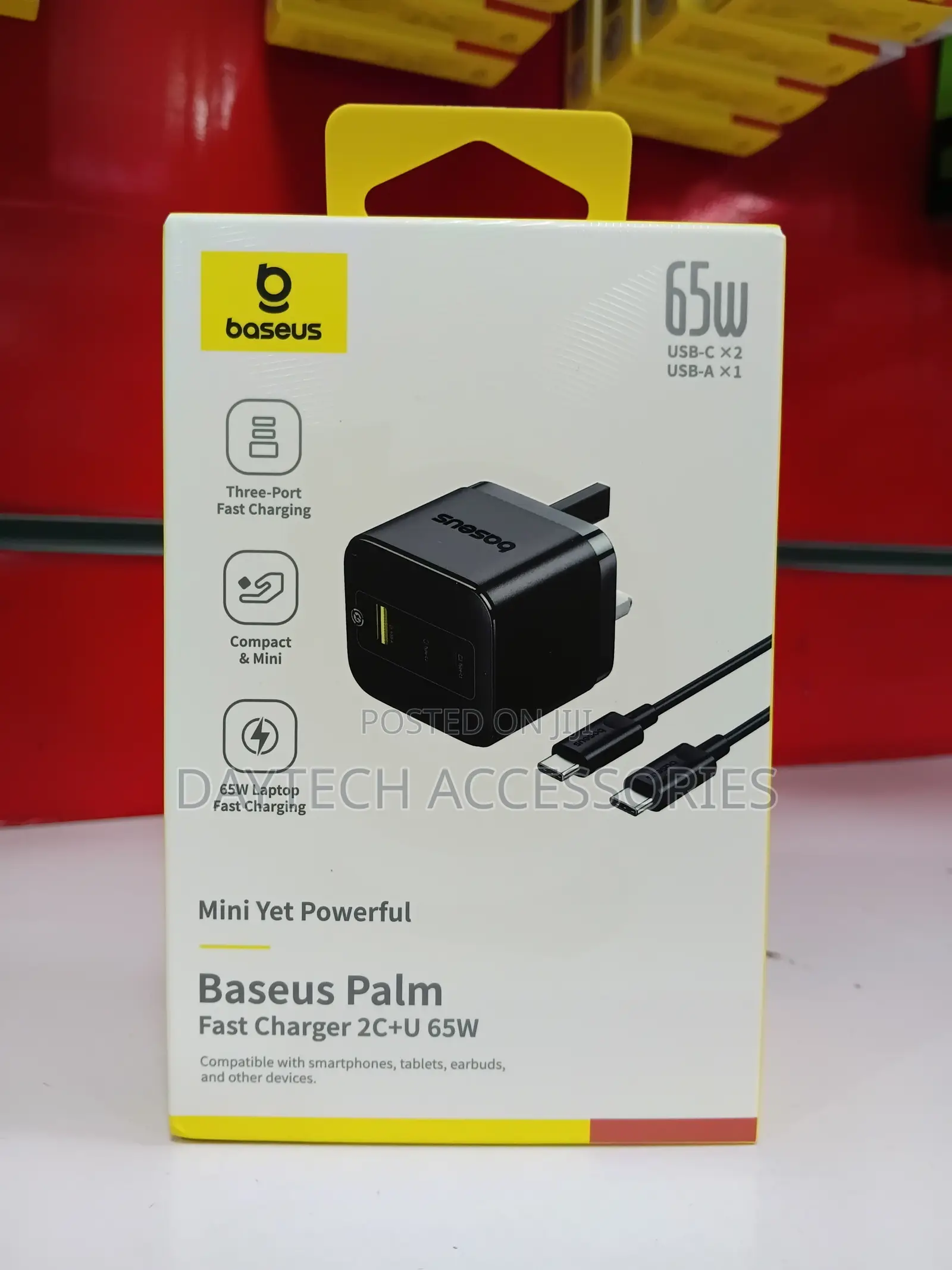 Baseus Palm Fast Charger 2c-U 65w Uk Cluster Black