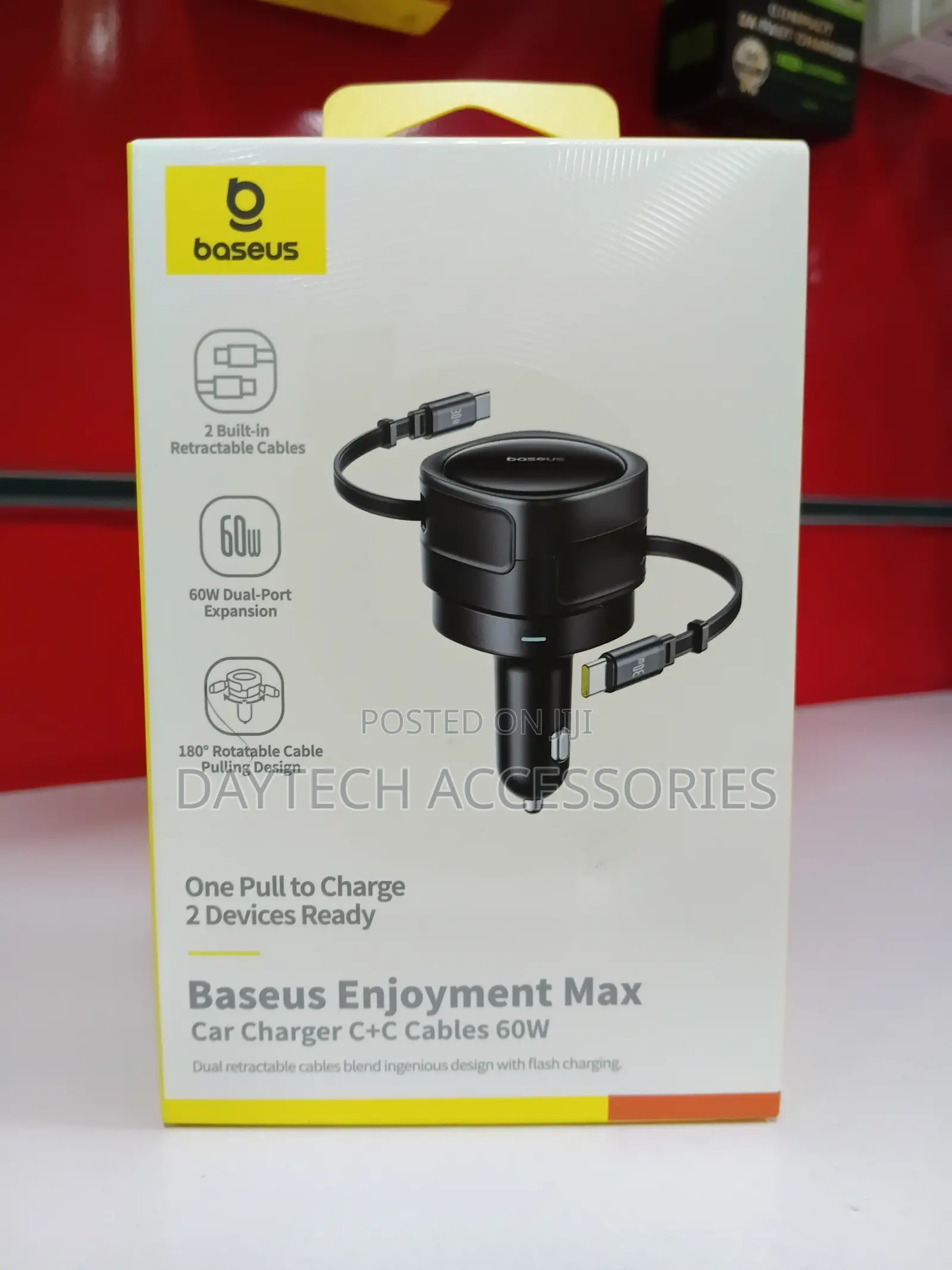 Baseus Enjoyment Max Car Charger 2xusb-C Cable 60w - Black