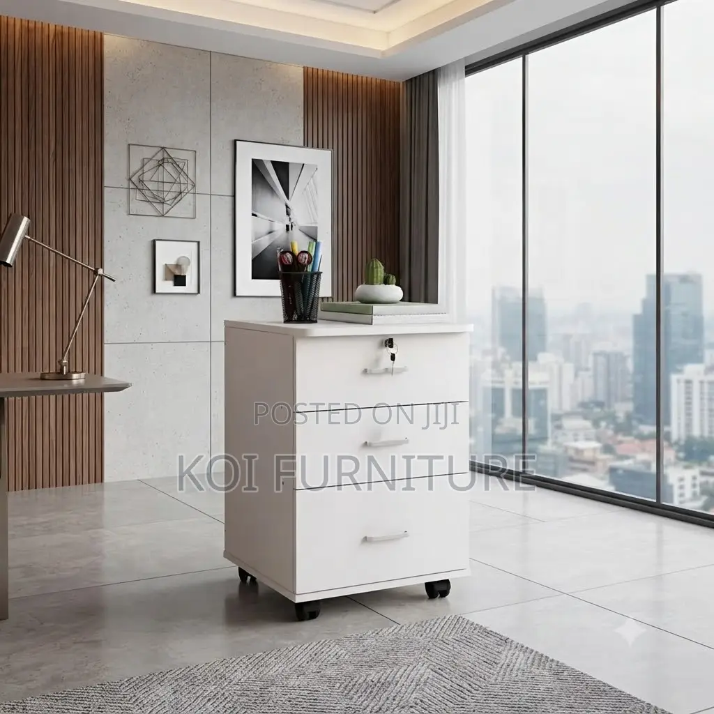 Office Cabinet; Wooden Three Drawers Pedestal Office Mobile Cabinet