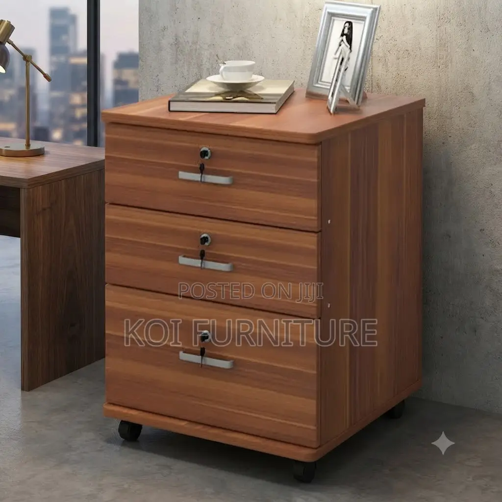 Office Cabinet; Wooden Three Drawers Pedestal Office Mobile Cabinet